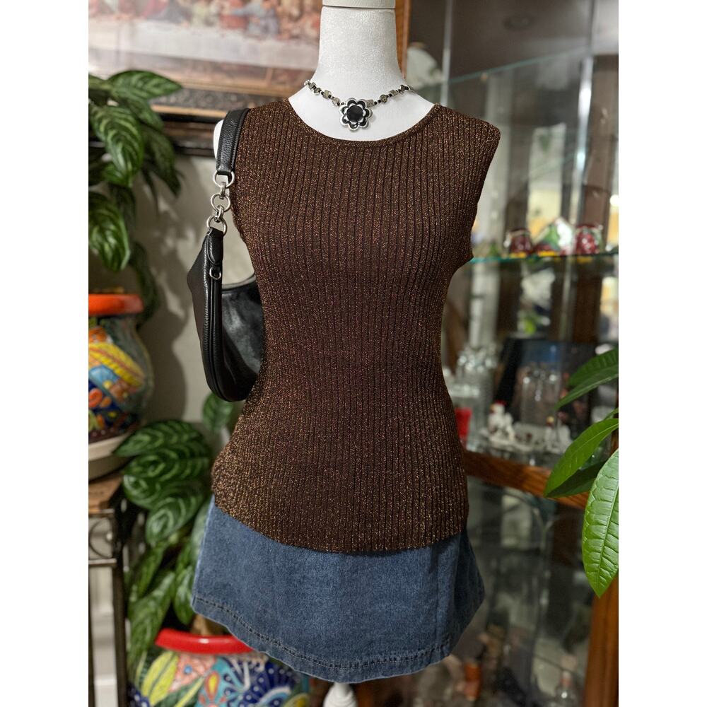 Grunge brown shimmer knit tank